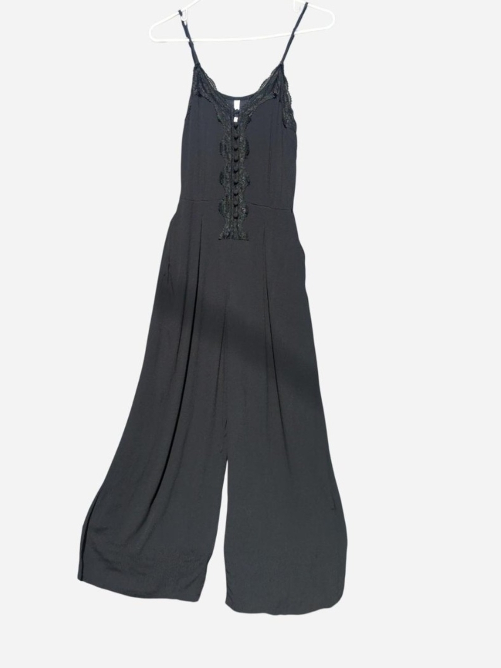 Xhilaration Black Lace-Detail Wide-Leg Jumpsuit